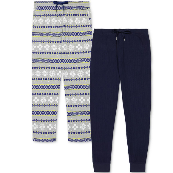 GAP Men 2-Pk Waffle Knit Jogger Leg Pajama Pants Navy/Fair Isle Grey Size M - Picture 1 of 1
